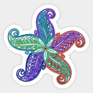 Rainbow color flower star Sticker